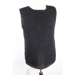 Coldwater Creek Size M Black Knit Shell Top Sleeveless Scoop Neck Layering Shell